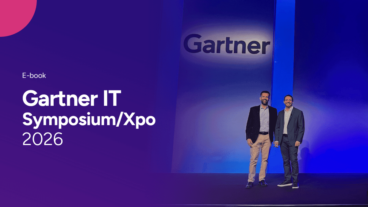 Capa do e-book da Insi “IA além da experimentação”, com o palco do Gartner IT Symposium/Xpo 2026 ao fundo.