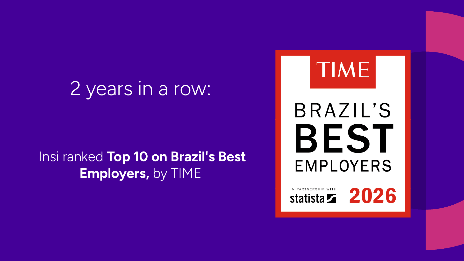 TIME - Insi ranked Top 10 Brazil Best Employers